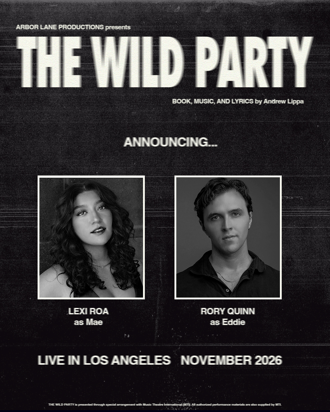Cast announcement featuring Lexi Roa, Rory Quinn. Names and roles are listed on this page.