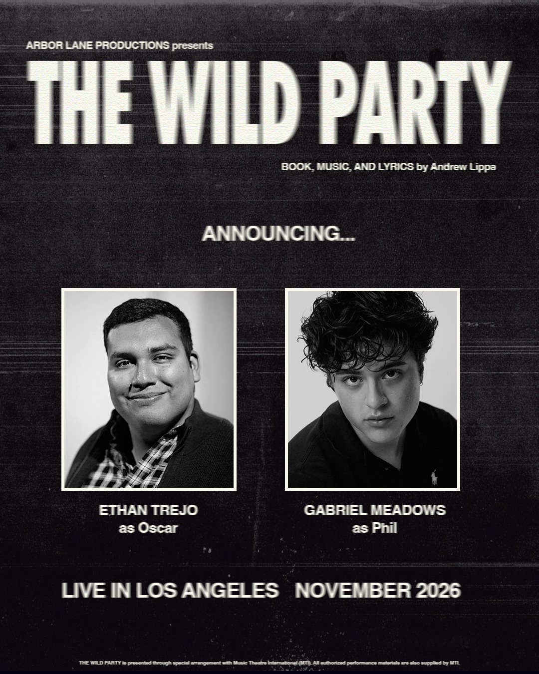 Cast announcement featuring Ethan Trejo, Gabriel Meadows. Names and roles are listed on this page.